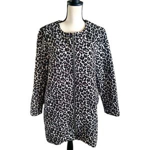 Cupcakes and Cashmere Cheetah Animal Print Full Zip Brocade Coat Sz L
